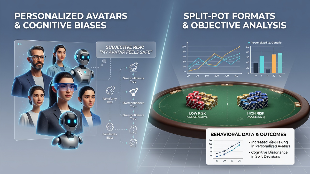 Split view of two players' avatar selections next to their respective betting heatmaps in a virtual Omaha hi-lo game