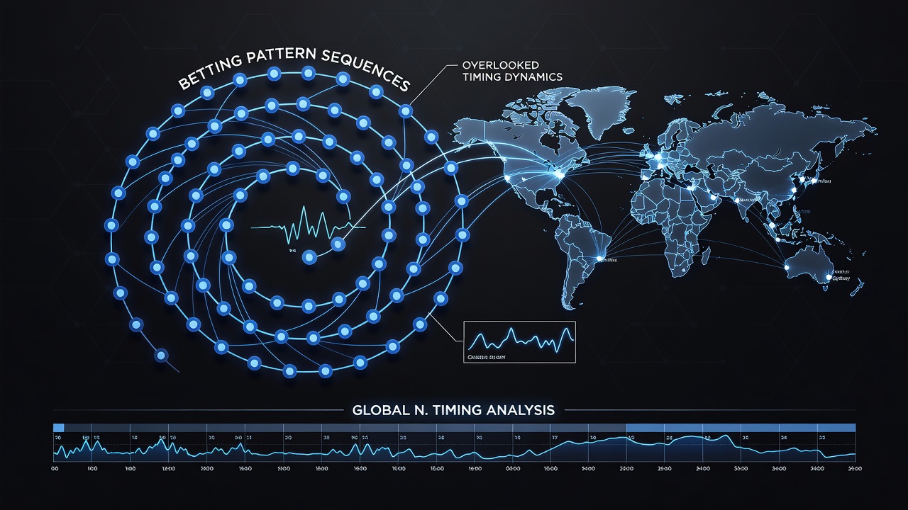 Global network map highlighting timing clusters in digital Razz betting sequences