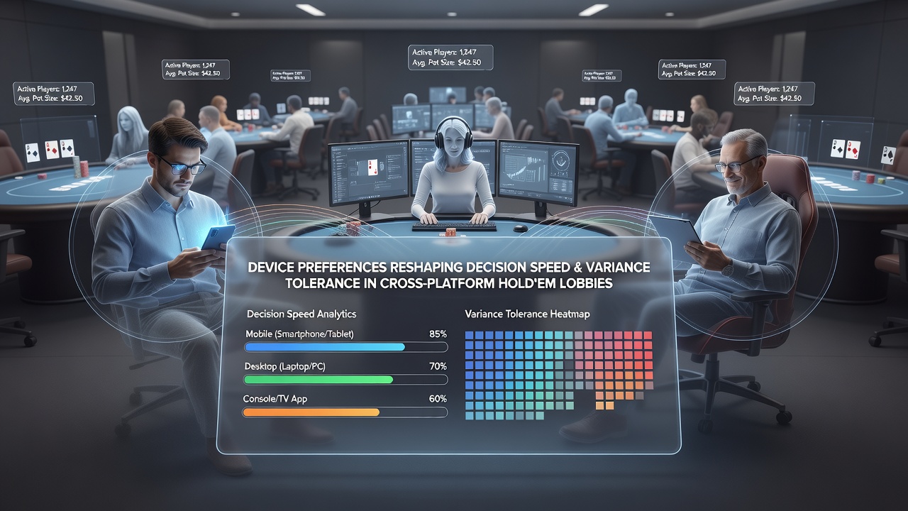 Statistical breakdown of decision intervals by device type in digital hold'em environments