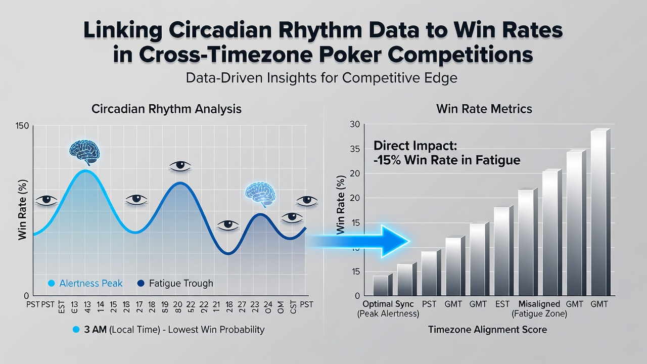 Graph and charts displaying circadian rhythm data correlated with poker win rates across global time zones