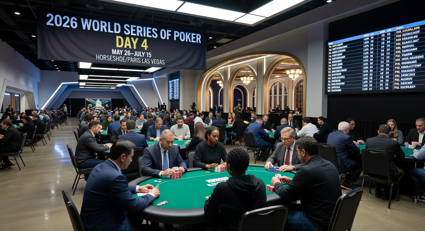 Poker players and media crew during a typical WSOP bracelet event