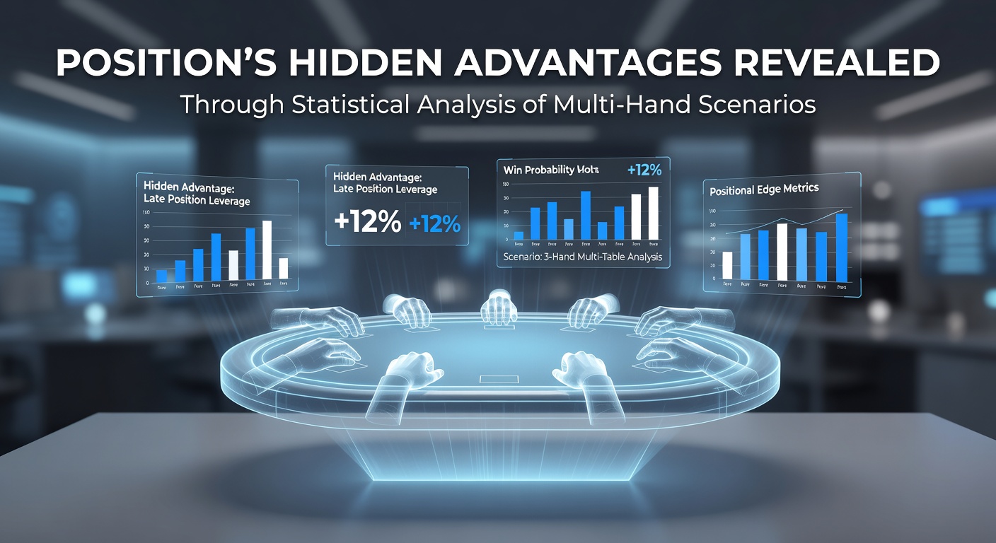Statistical charts displaying position advantages across multiple poker hands in tournament settings