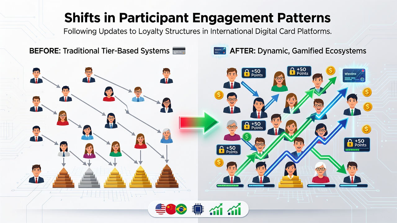 Digital card platform dashboard showing updated loyalty tiers and user activity metrics